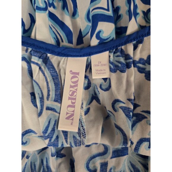 NWT Women's Strappy Maxi Nightgown – Blue & White – Joyspun Sleepwear 2X - Picture 5 of 6